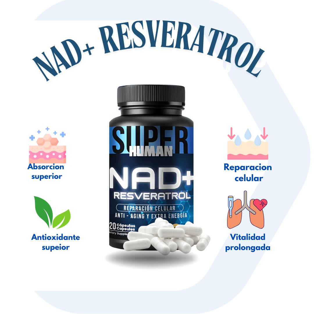 💊NAD + Resveratrol - Cápsulas de Reparación Celular Antienvejecimiento y Energía Extra.