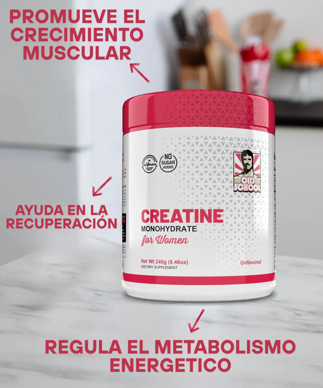 Creatina Monohidratada Premium para Mujeres con Colágeno y BCAA