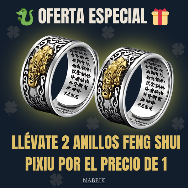 🐉 Oferta especial 🎁 Llévate 2 Anillos Feng Shui Pixiu por el precio de 1