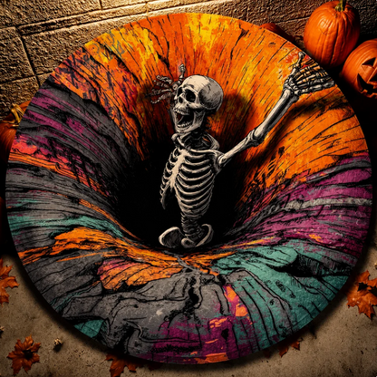 🎃 Alfombra 3D Esqueleto Vórtice - Halloween