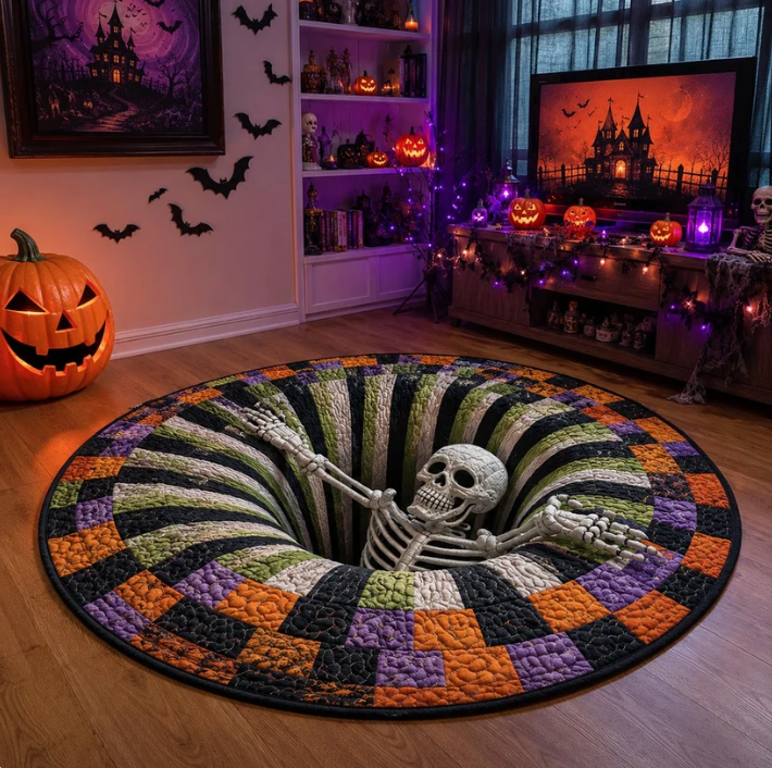 🎃 Alfombra 3D Esqueleto Vórtice - Halloween