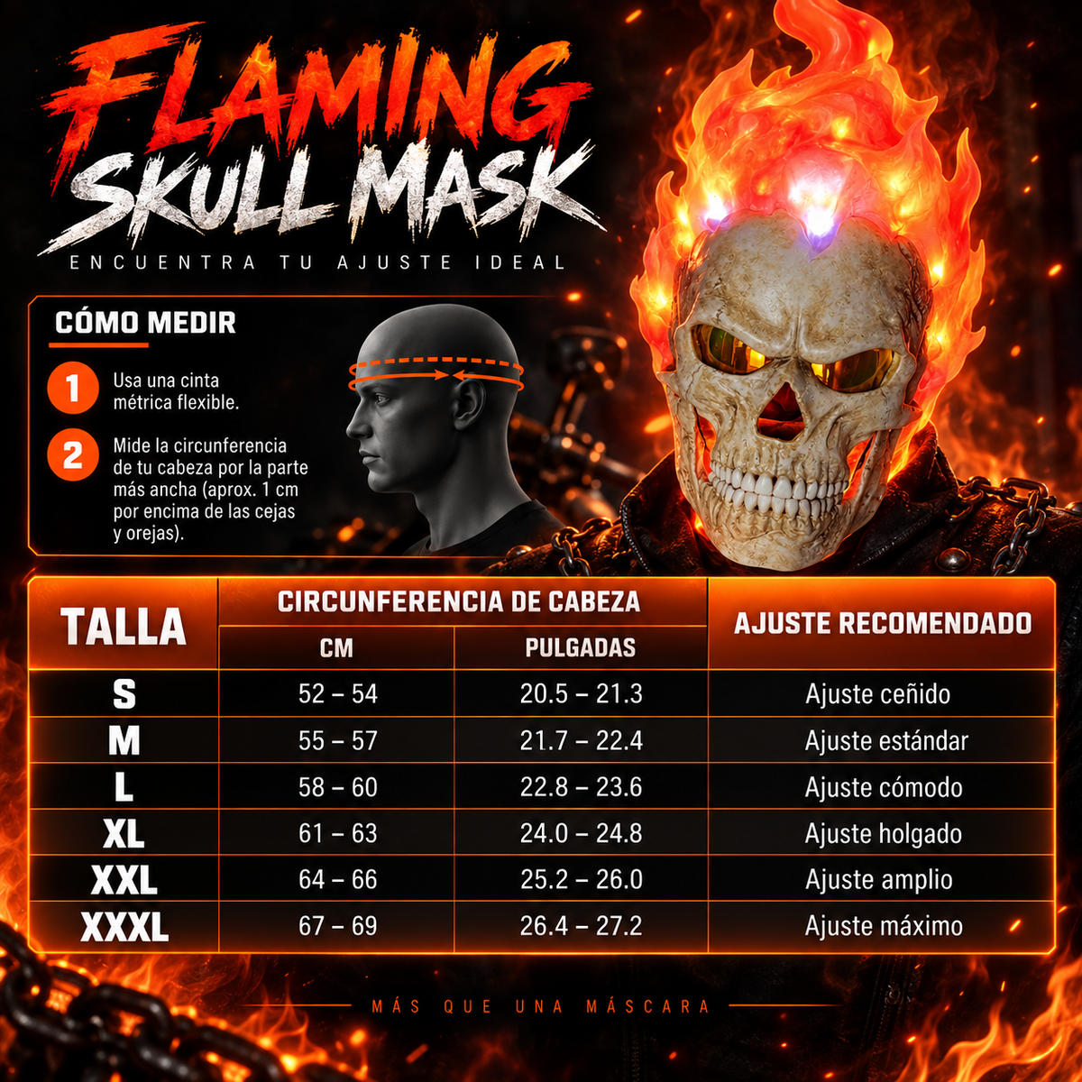 Máscara de calavera llameante 💀🔥