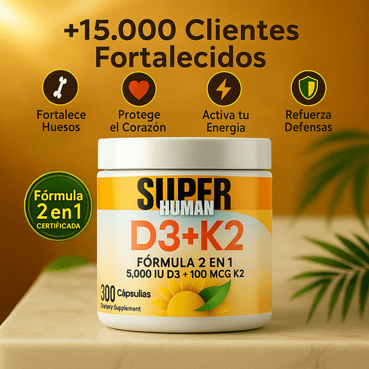 Vitamina D3 + K2 - Cápsulas de Fortalecimiento Óseo y Articular de 5000 IU D3 + 100 MCG K2