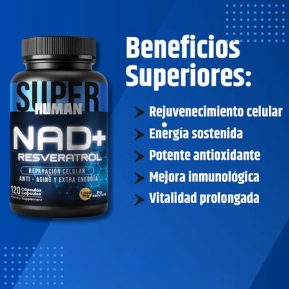 💊NAD + Resveratrol - Cápsulas de Reparación Celular Antienvejecimiento y Energía Extra.