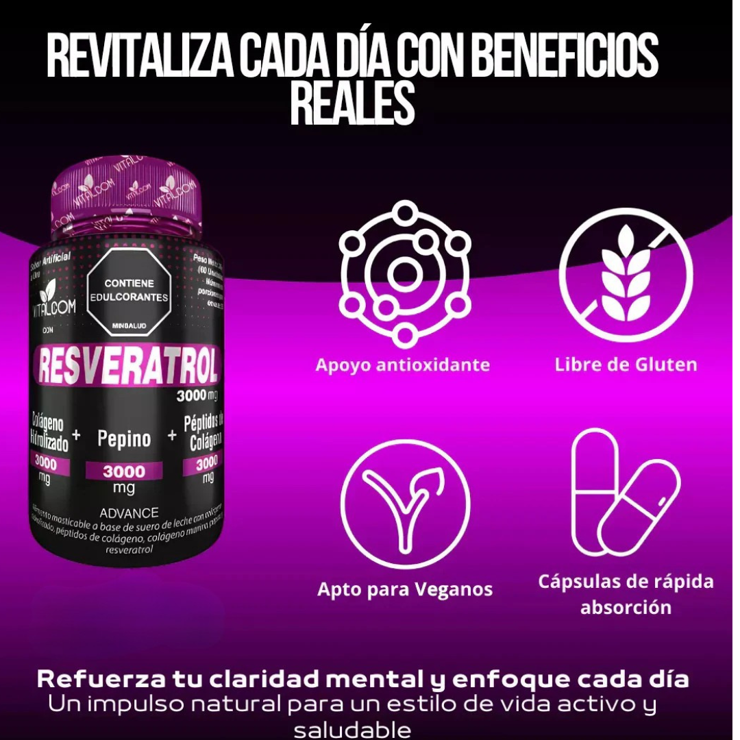 🍇 RESVERATROL – Antioxidante, Rejuvenecedor y Protector Celular