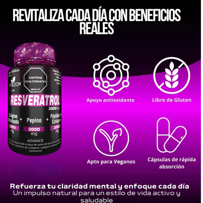 🍇 RESVERATROL – Antioxidante, Rejuvenecedor y Protector Celular