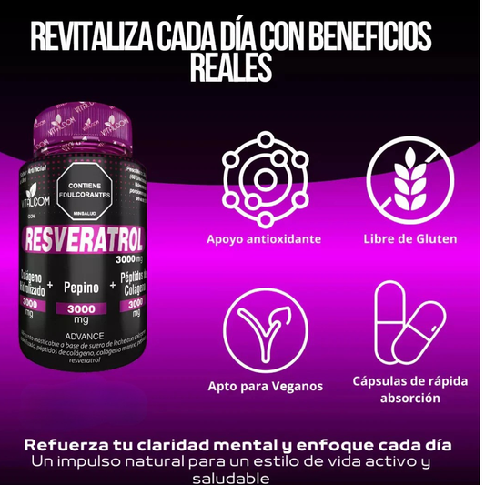 🍇 RESVERATROL – Antioxidante, Rejuvenecedor y Protector Celular