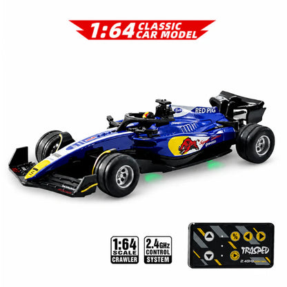 Auto de Fórmula 1 de metal a escala 1:64 con control remoto de alta precisión.
