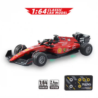 Auto de Fórmula 1 de metal a escala 1:64 con control remoto de alta precisión.