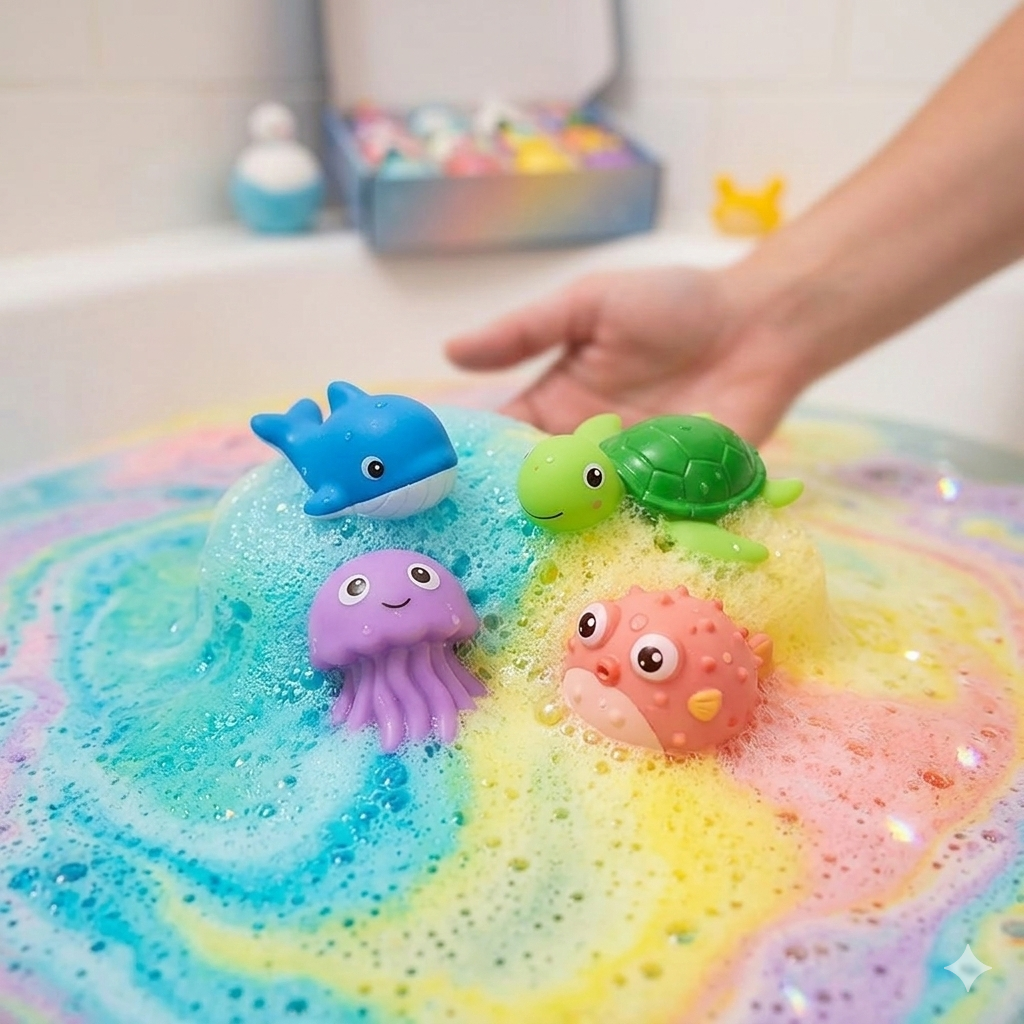 bombas de baño para niños con juguetes en su interior