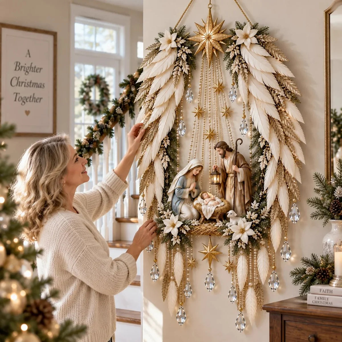 Luz Navideña de Belén con Alas de Ángel
